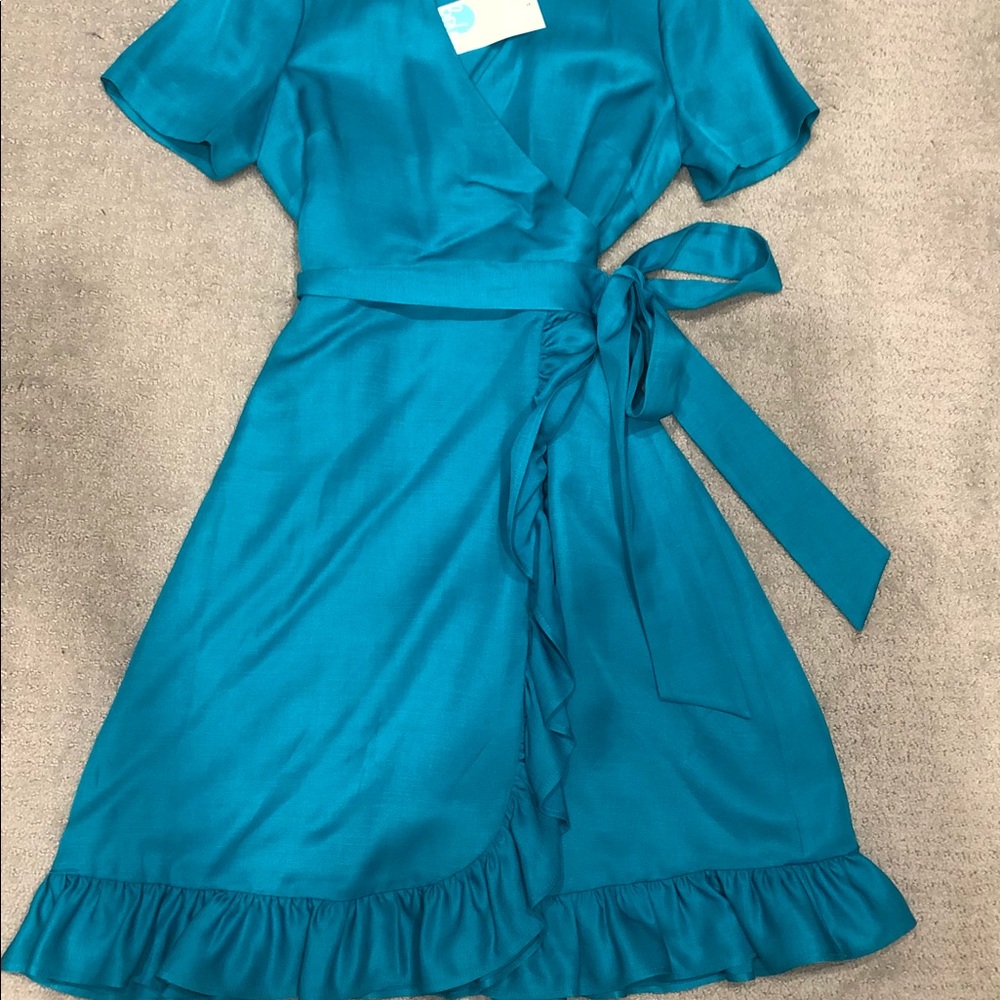 NWT Boden Ruffle Linen Wrap Dress